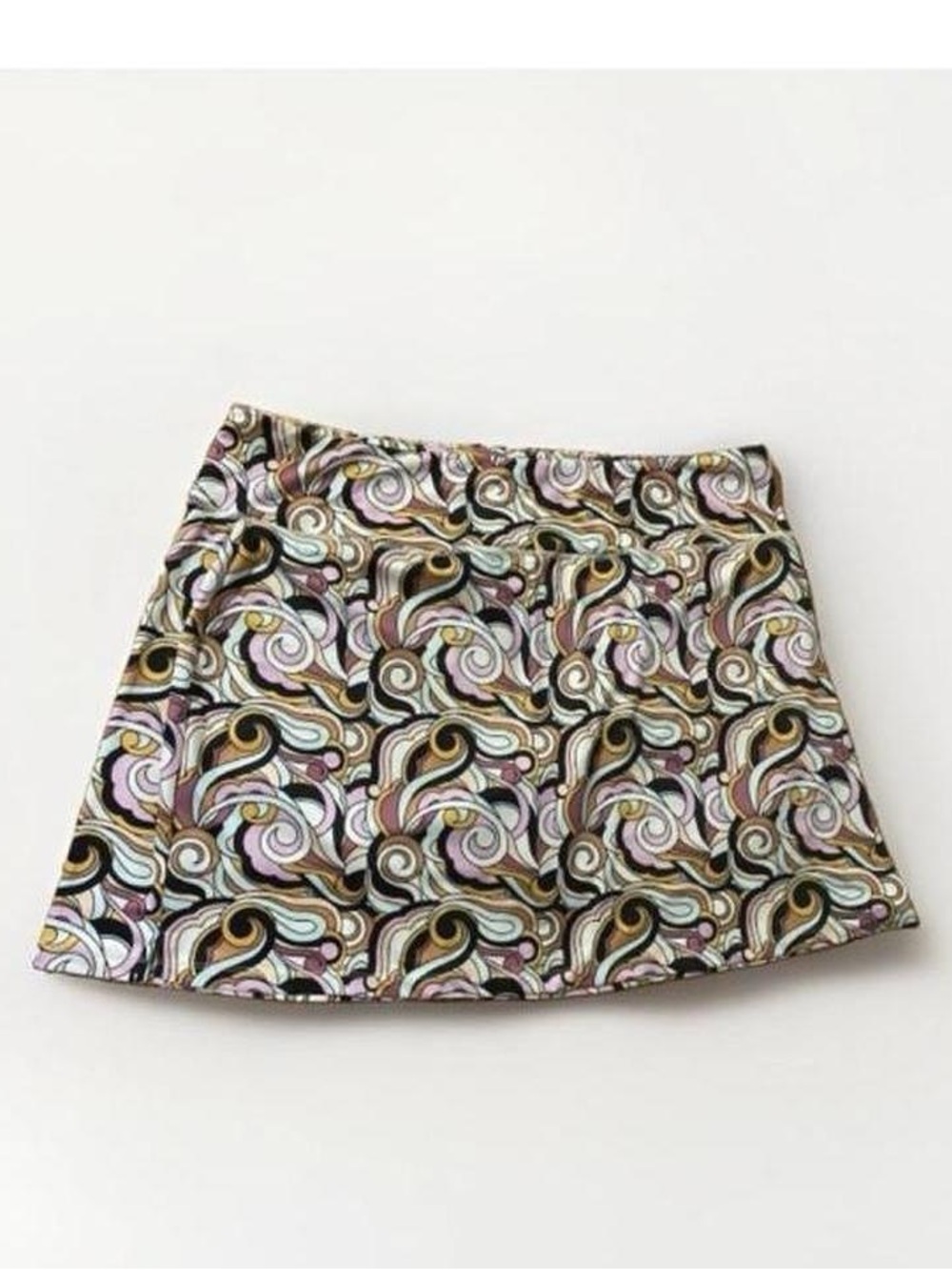Kensie A-Line Mini Skirt in Black, Brown, Pink & Cream Paisley